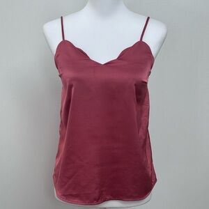 Scalloped Edge Satin Camisole Top